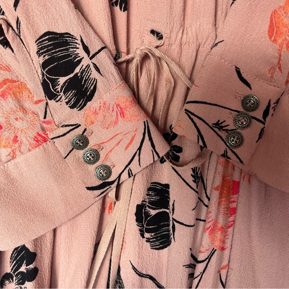 Free People Women’s Lena Floral Mini Dress Size M Boho Feminine Long Sleeve - Picture 6 of 10